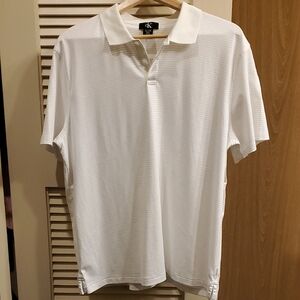 Calvin Klein Men's Classic, Short Sleeve White Polo Shirt With Stripes. XL